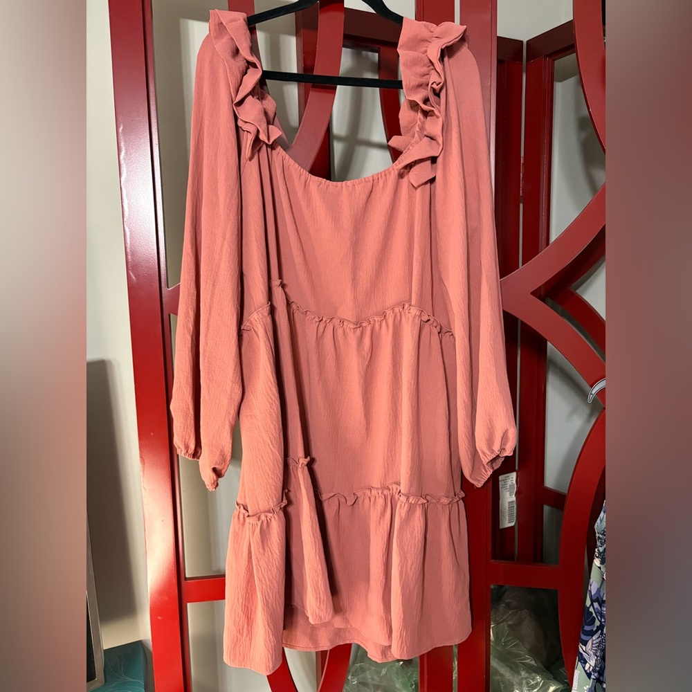 Pink Poppy Ruffled Pink Mini Dress - Picture 4 of 4